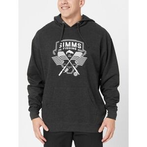 Simms Fishing Rods and Stripes Hoodie Charcoal Heather Gray Size Medium